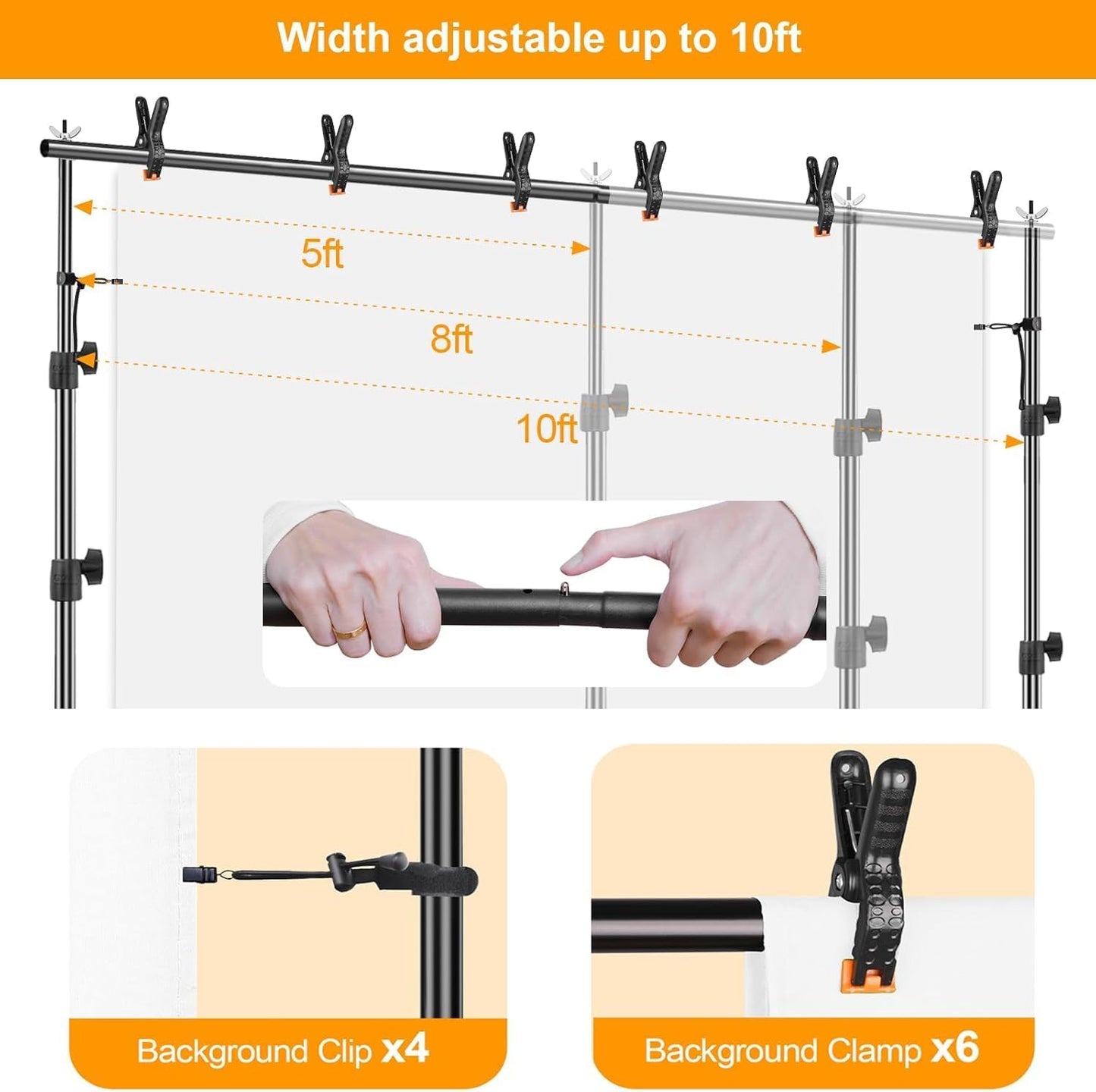 Verstellbares Hintergrundsystem, 2,6x3m Hintergrund Ständer