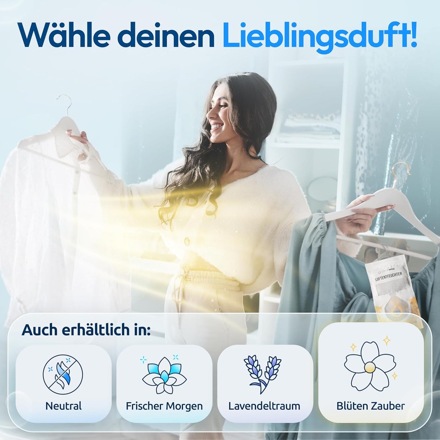 Luftraumentfeuchter zum Aufhängen, 10x 250g Blütenzauber