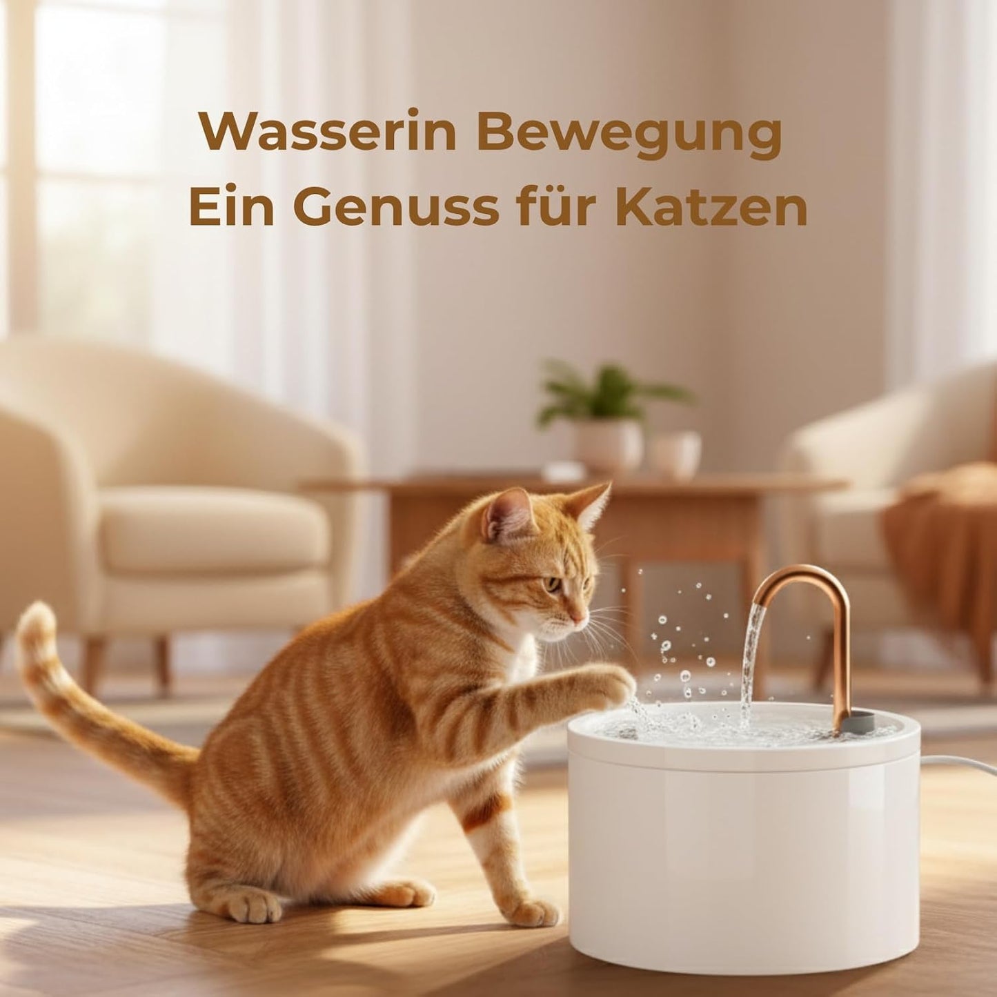 Katzenbrunnen mit Filtersystem, Weiss+2.1L
