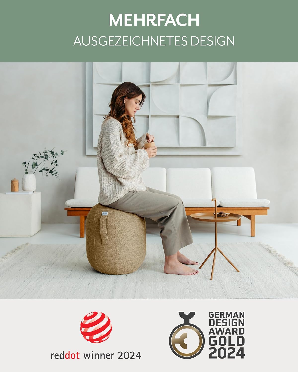 Kapsul Balancehocker-Serie, Macchiato 43.5T x 43.5B x 55H cm