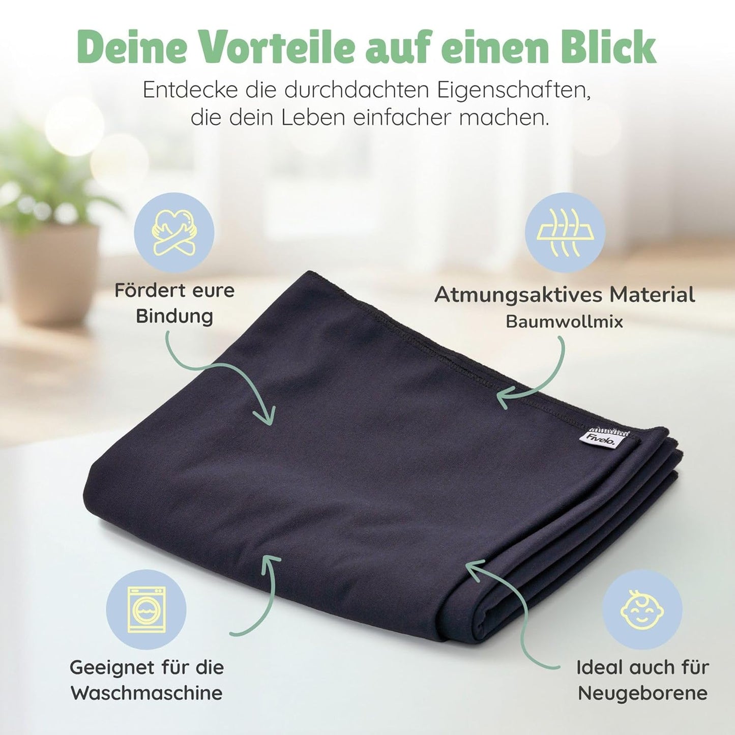 Ergonomisches Babytragetuch ab Geburt, Navy Blue