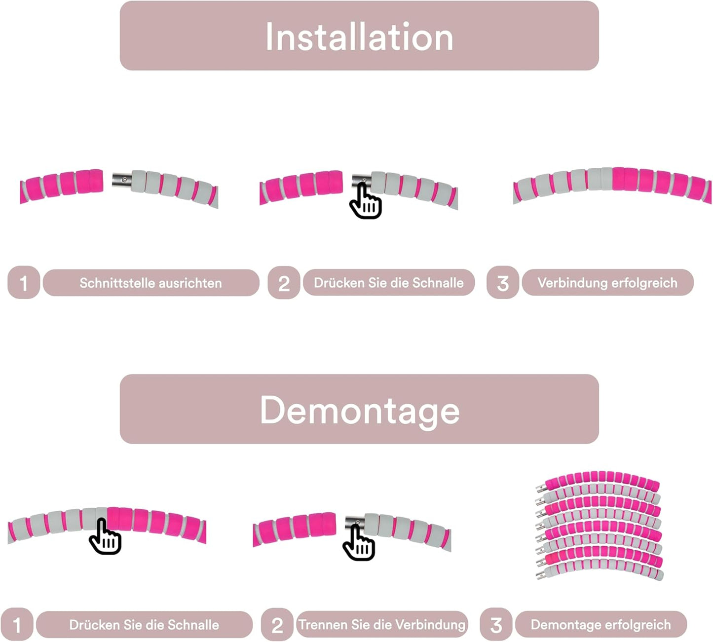 Hula Hoop Reifen mit Schaumstoffpolsterung, 88cm, Pink