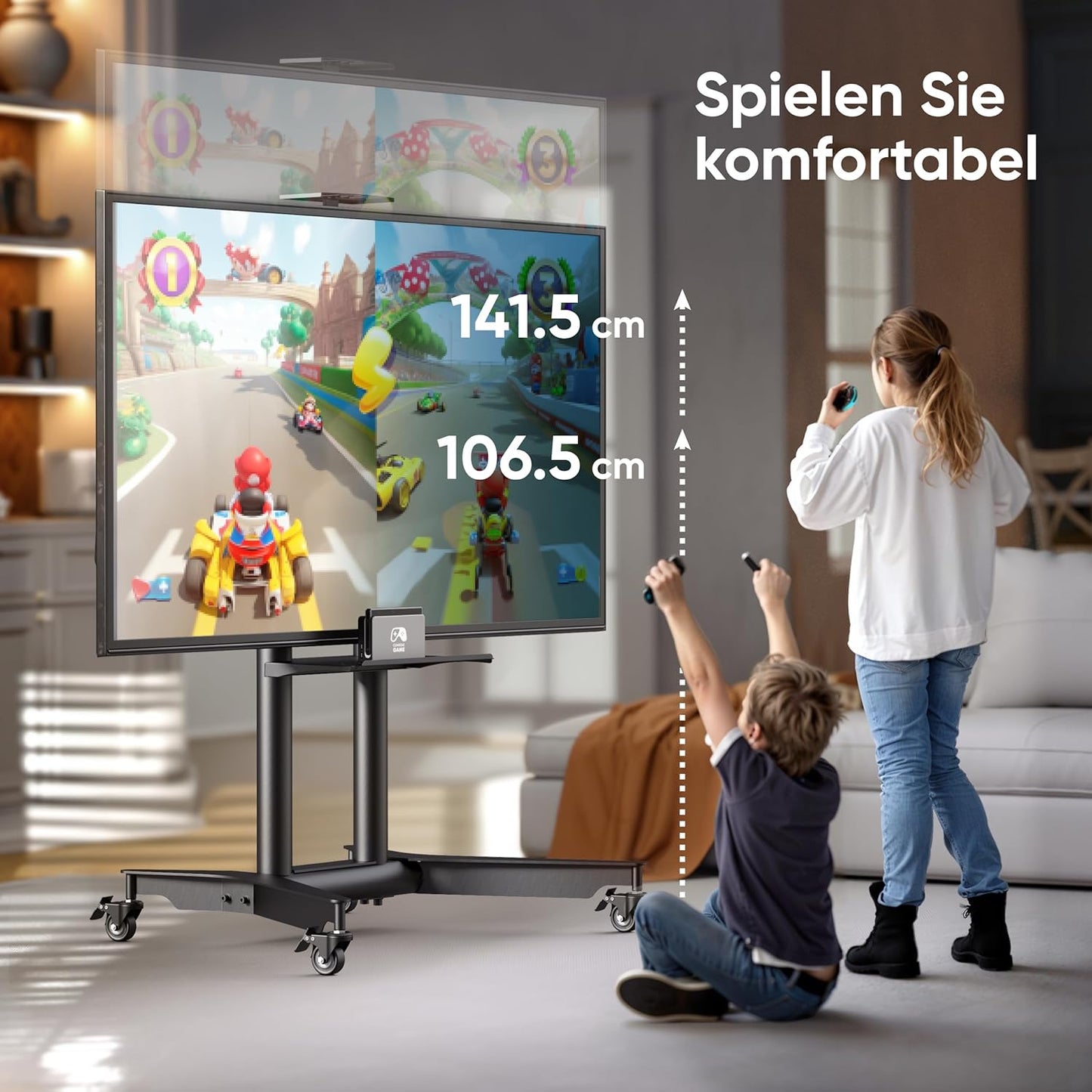 TV-Ständer TS1571-B, für 32-75 Zoll, höhenverstellbar, rollbar, TS1571 Schwarz
