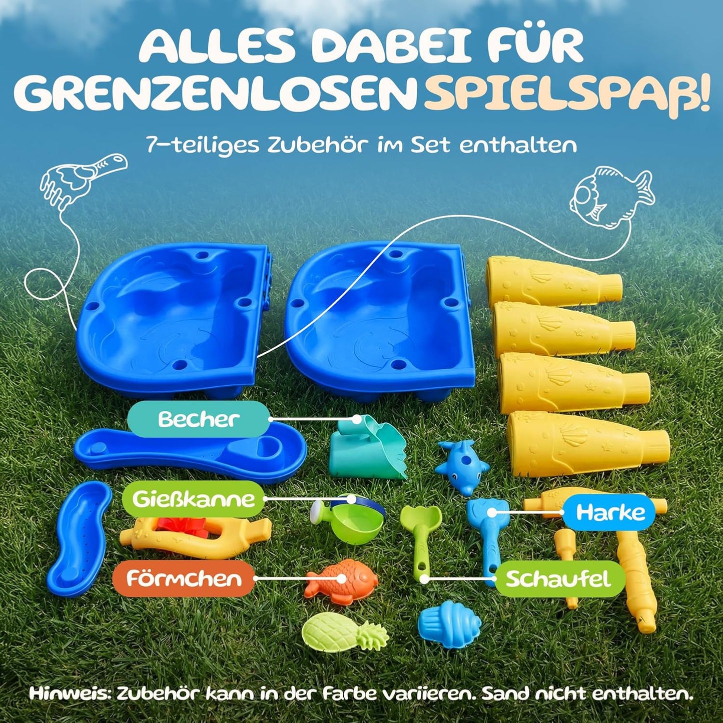 2-in-1 Sand- und Wasserspieltisch mit Zubehörset