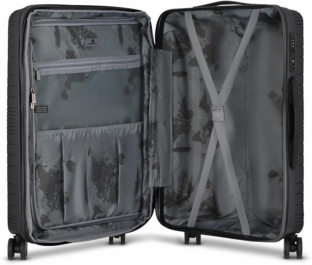 Hartschalen-Trolley mit 4 Rollen, Schwarz Koffer M (65 cm) erweiterbar