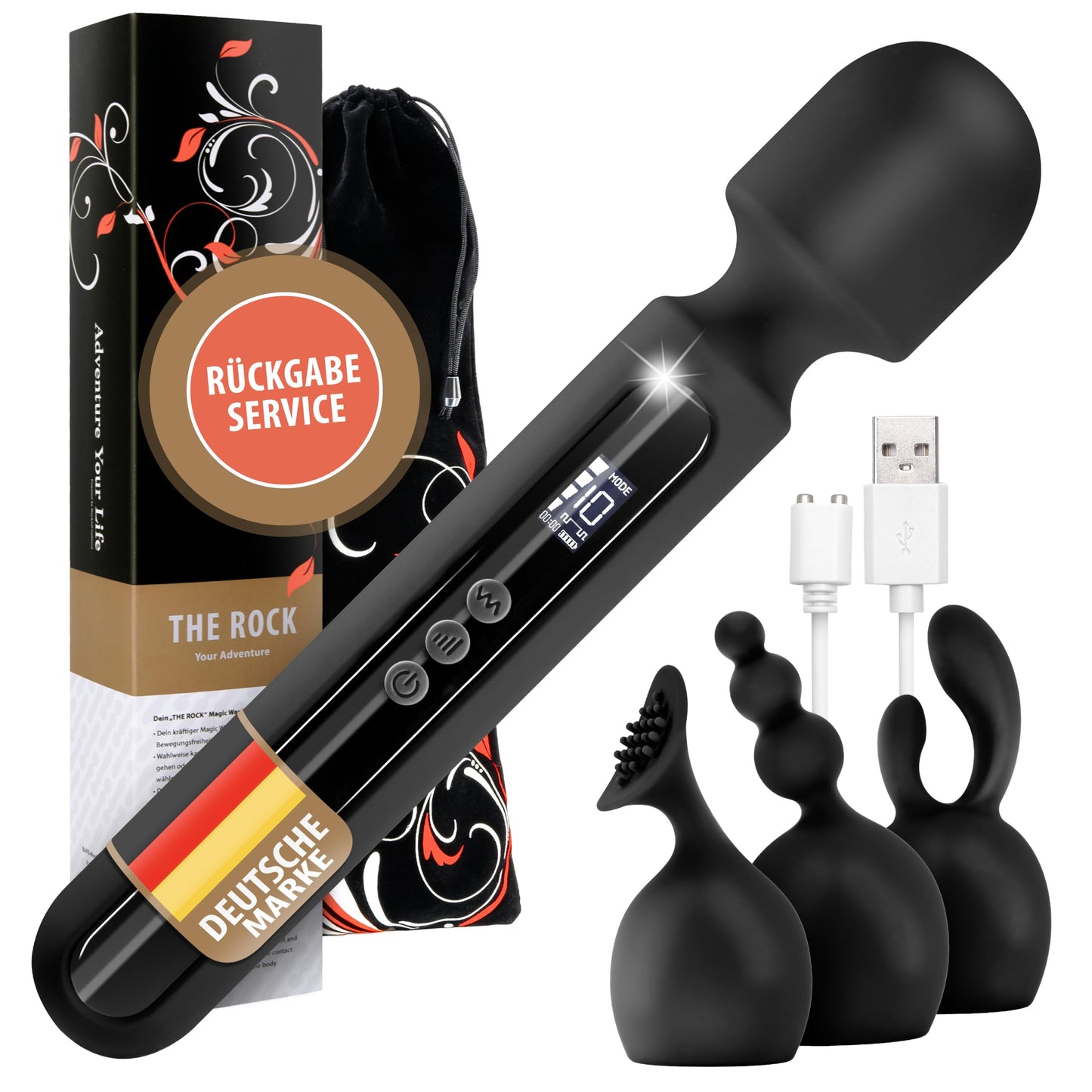 XXL Magic Wand Vibrator für Frauen, Schwarz