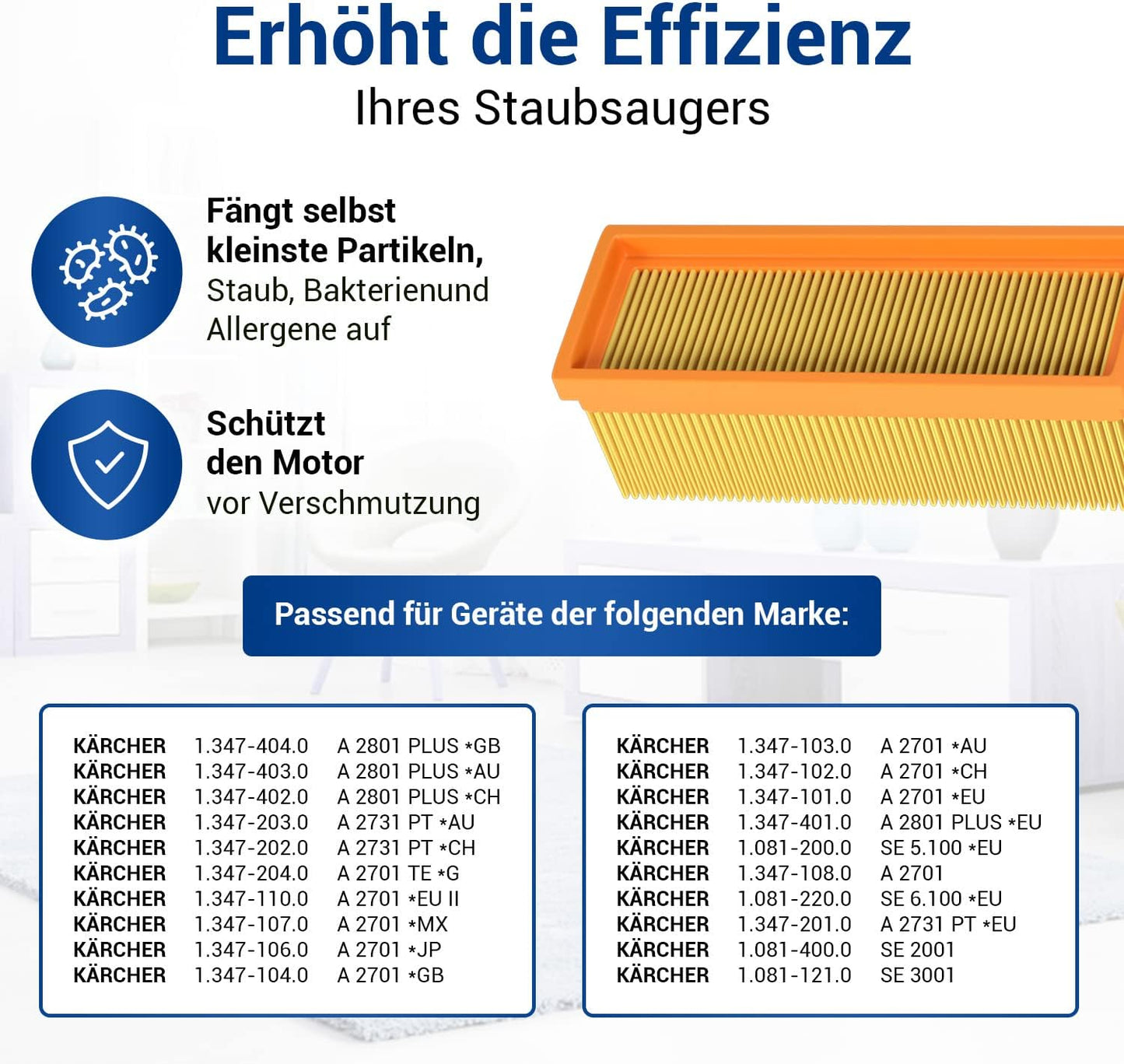 Flachfaltenfilter für Kärcher, 1 Stück