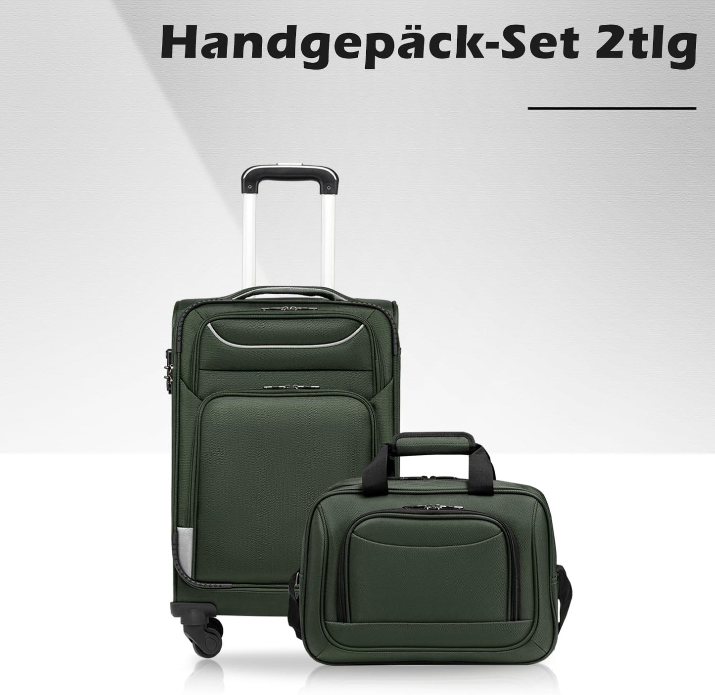 2-teiliges Handgepäck-Set, Handgepäck-Set 2tlg Dunkelgrün