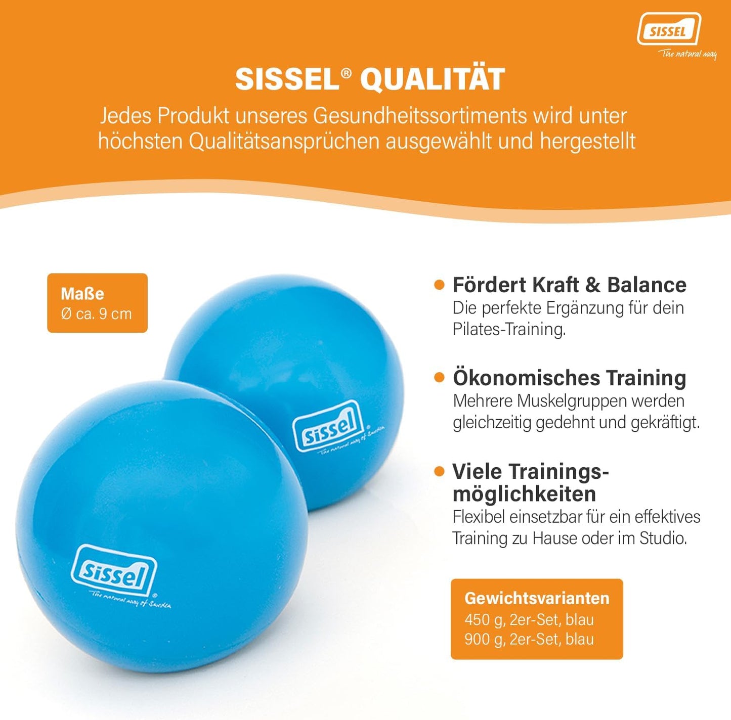 2er-Set Pilates Toning Ball für Balance & Kraft, 450g blau