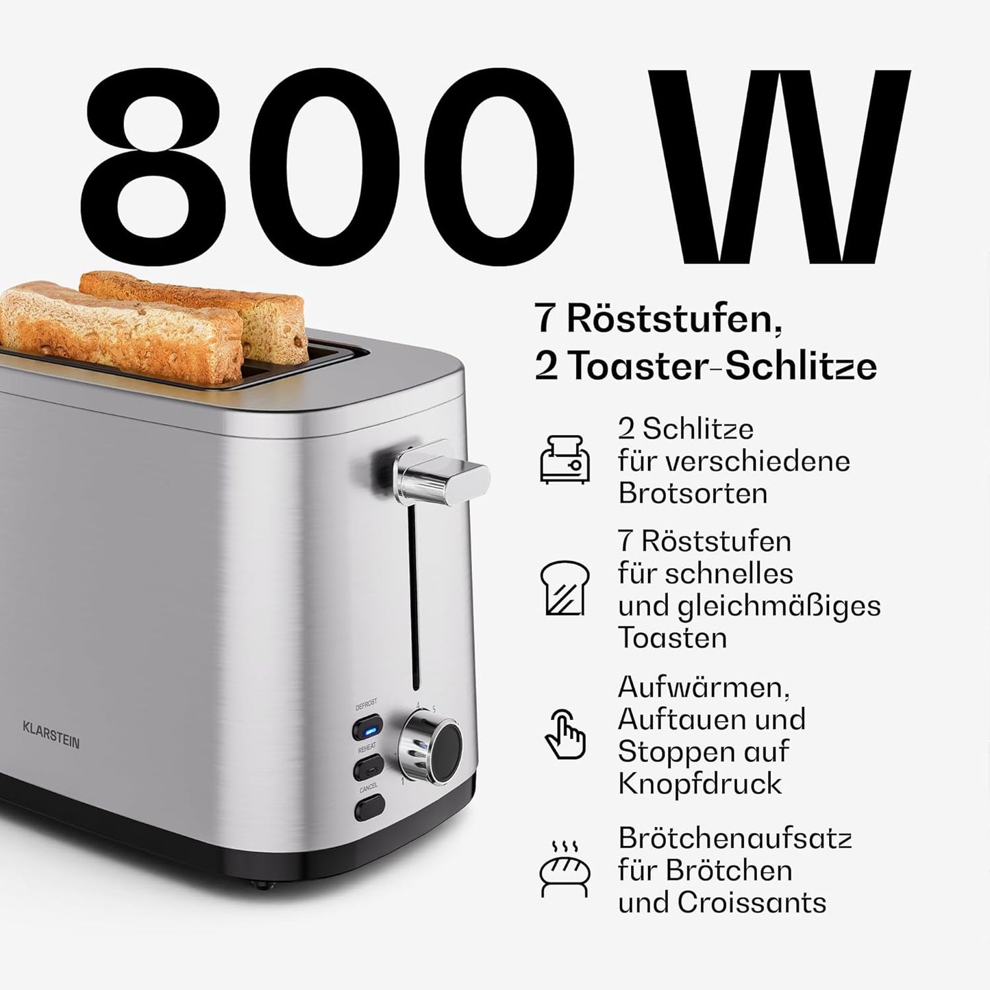 Frühstücksset mit Toaster und Wasserkocher, Edelstahl Toaster + Wasserkocher