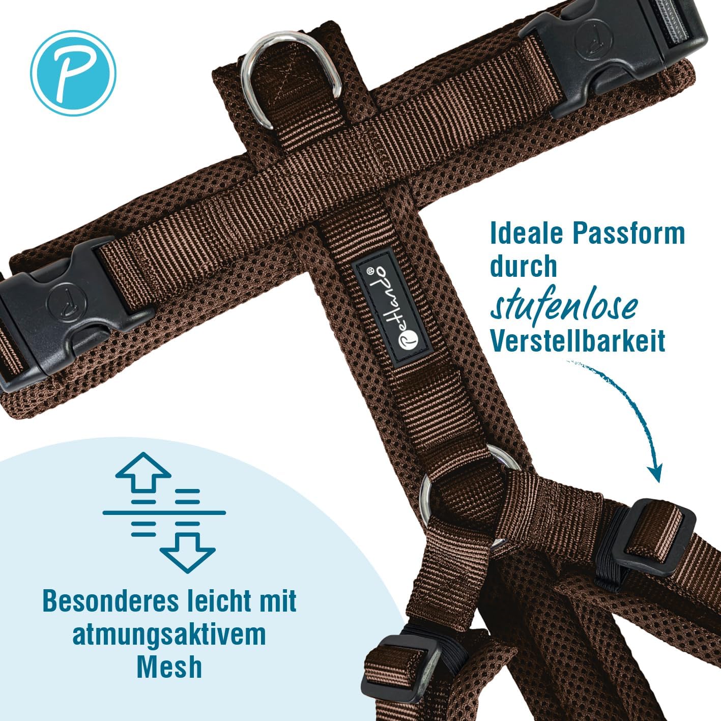 Ergonomisches Hundegeschirr, Mokka S