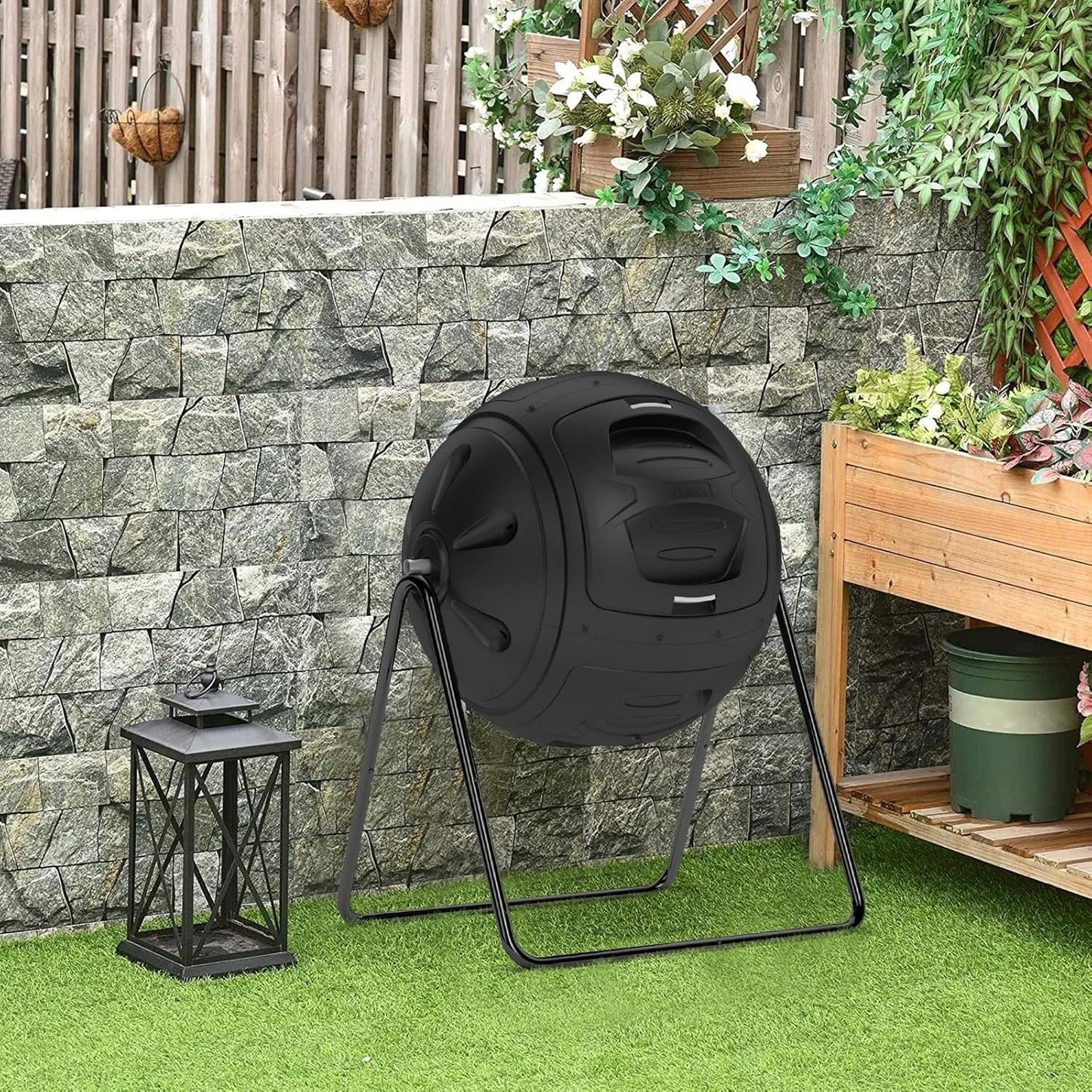 Multifunktionaler Gartenkomposter mit Ablassstopfen, Schwarz