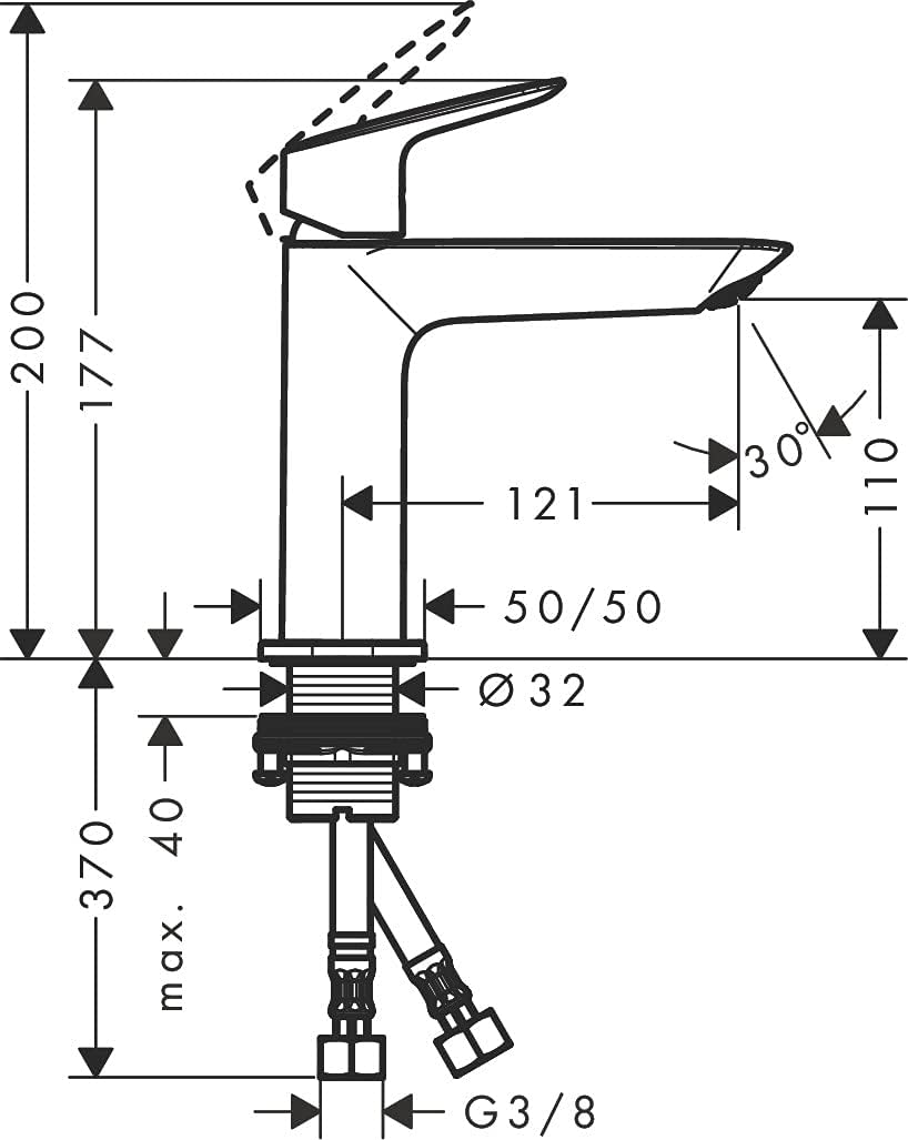 Logis Fine, Mattschwarz Auslaufhöhe 110mm ohne Ablauf