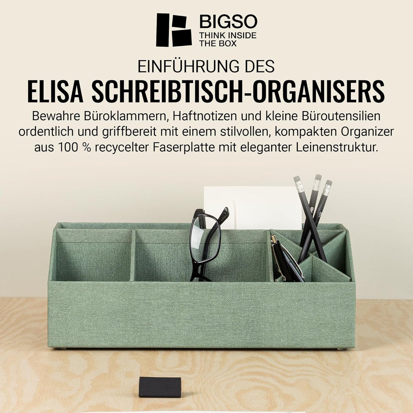 Schreibtisch Organizer Elisa mit 4 Fächern, Mintgrün