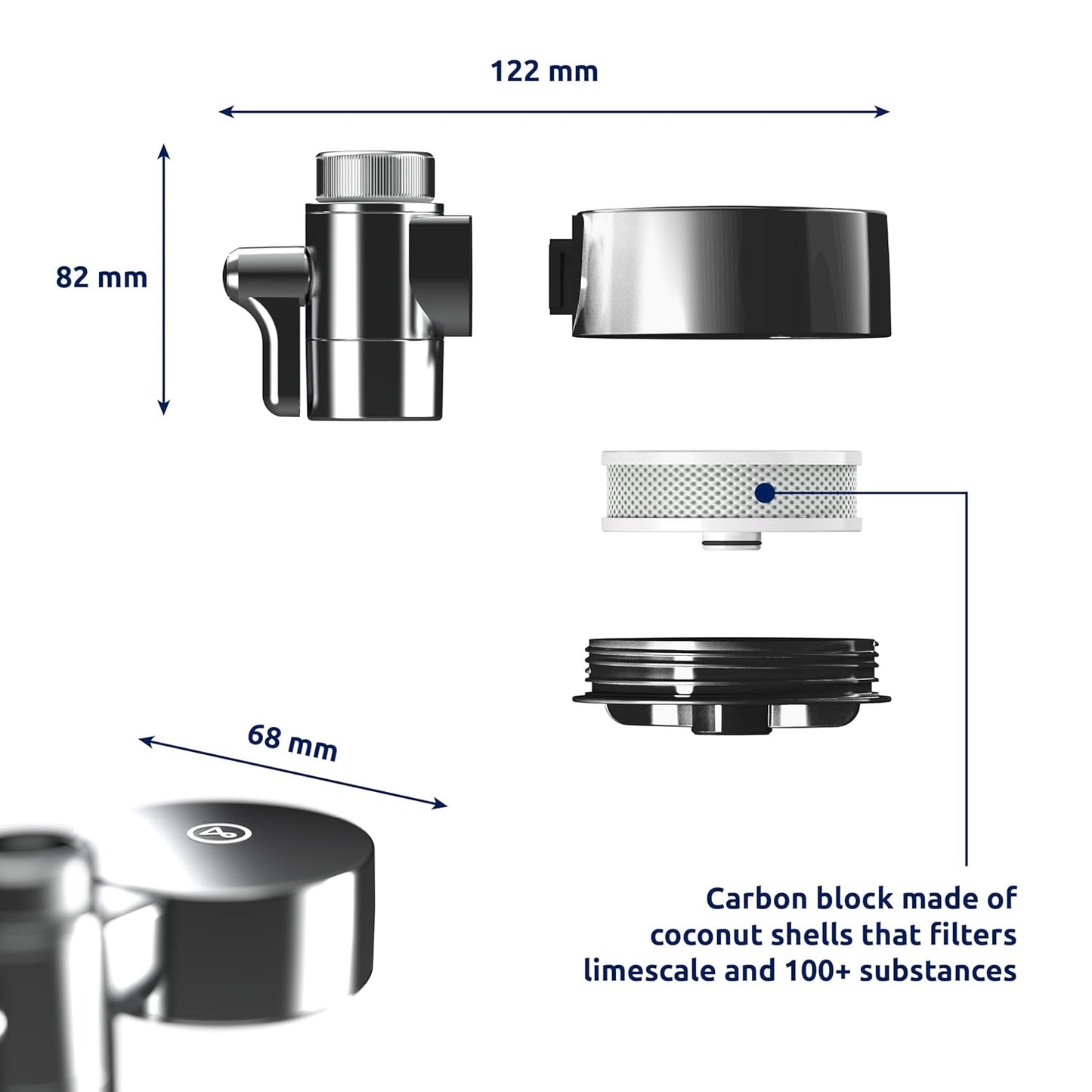 EcoPro Compact Wasserfilter-Set (inkl. 6 Kartuschen), Verchromt + 6 Ersatzkartuschen