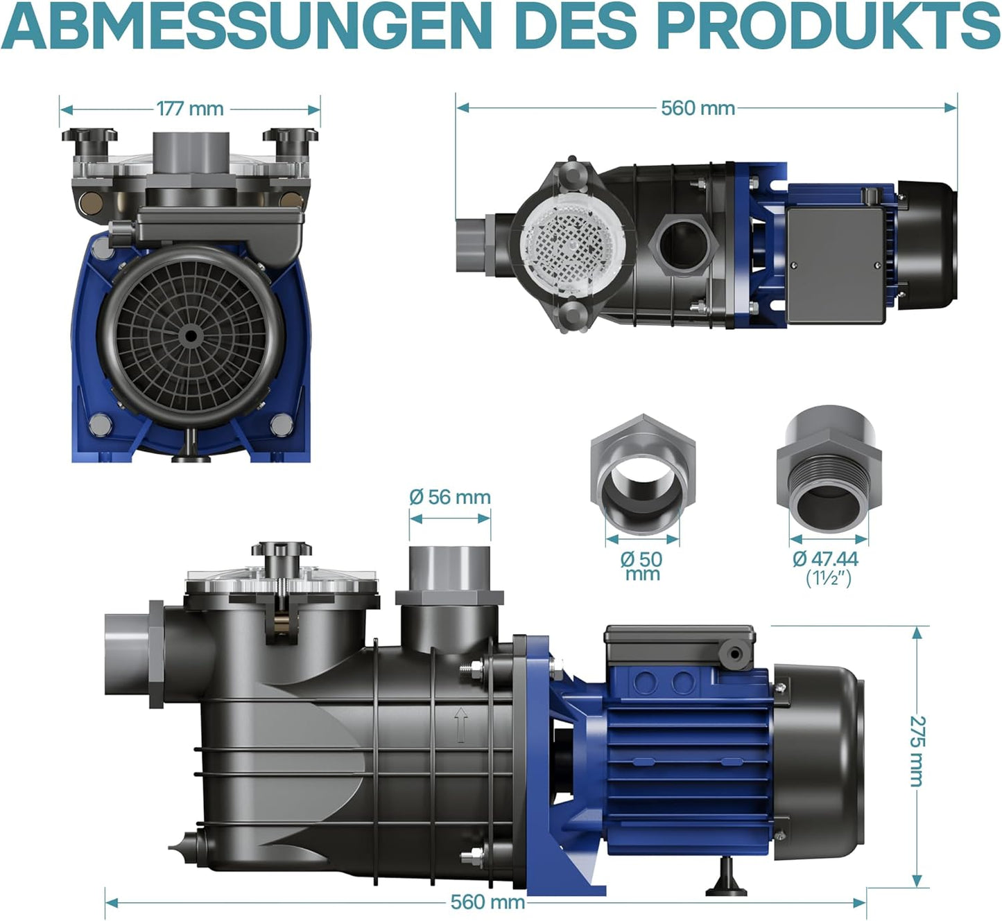 Schwimmbadpumpe, 13800 l/h 550 W