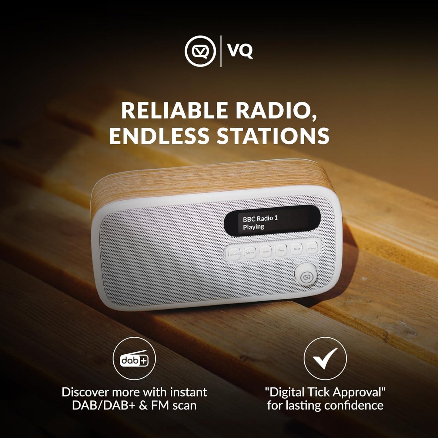 Dexter Radio DAB+ mit FM und LCD Display, Eiche Holzern