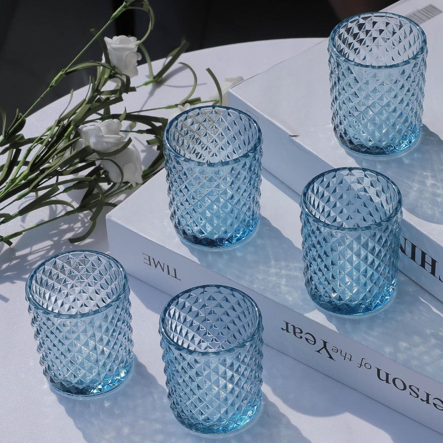Teelichtgläser-Set (12 Stück), Blau 12