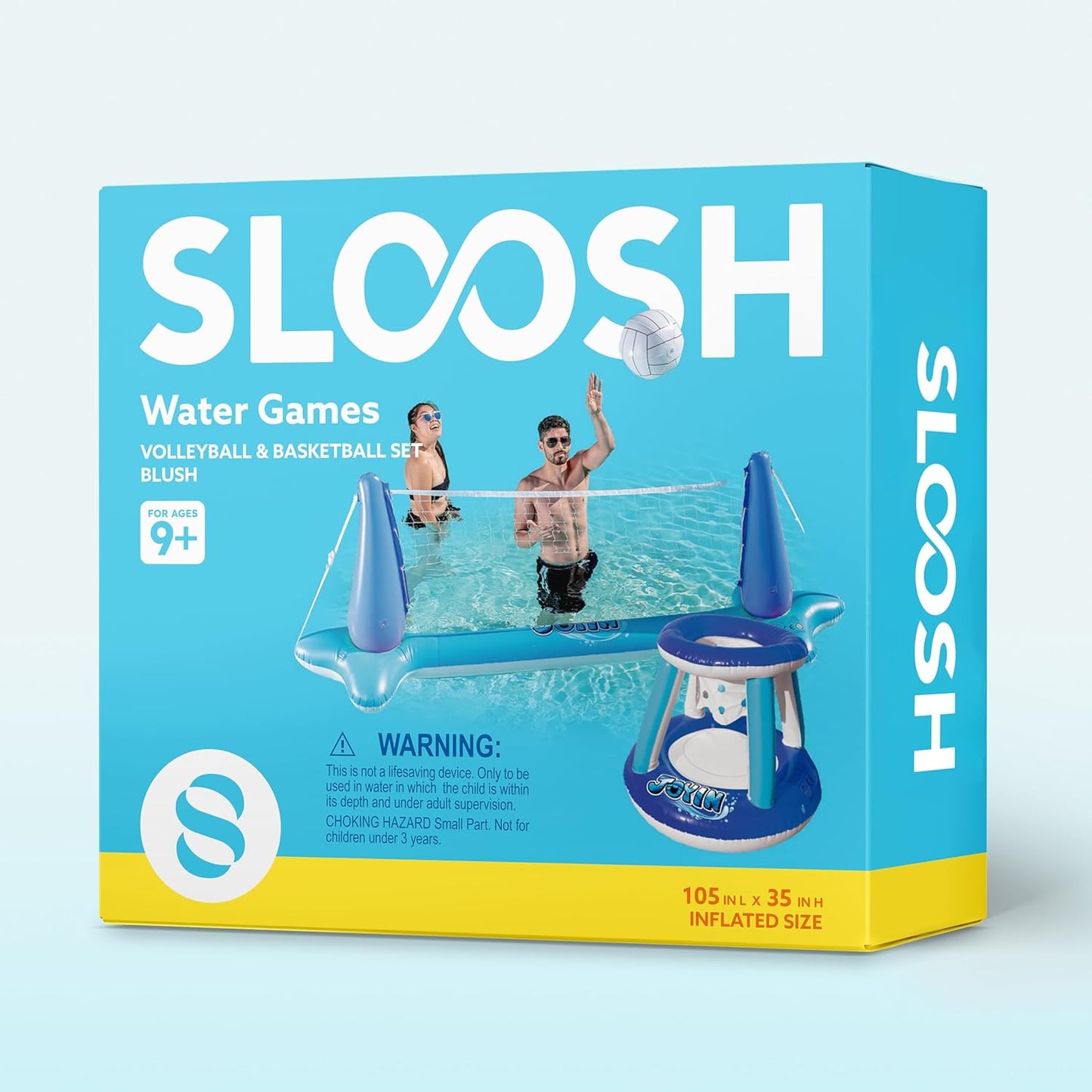 Aufblasbares Pool-Spielset mit Volleyball & Basketball, Dunkelblau