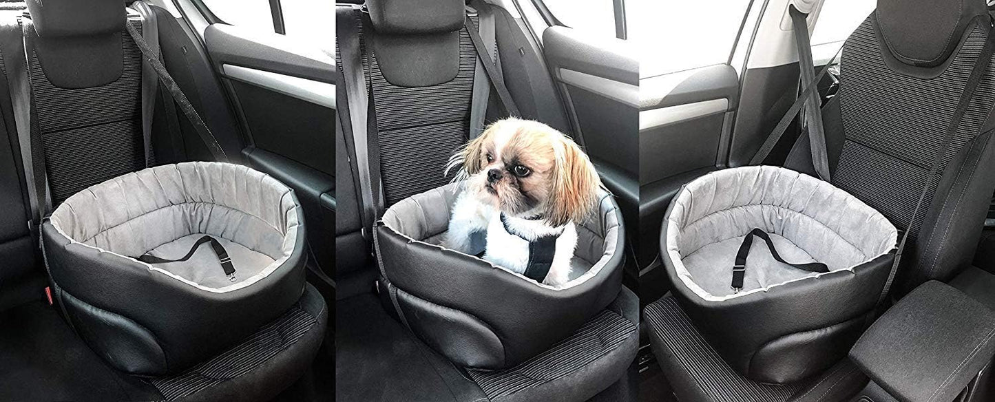 Hunde-Autositz, M (1er Pack) Schwarz - Kunstleder: Wildlederimitat