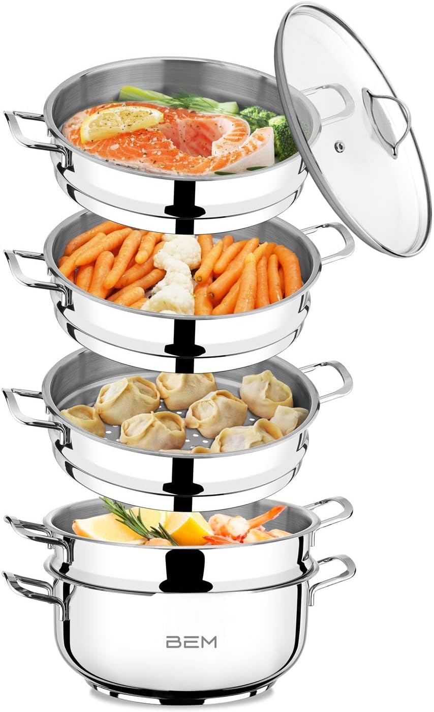 6-teiliges Dampfkochtopf Set mit Dampfeinsatz, Ø 28 cm