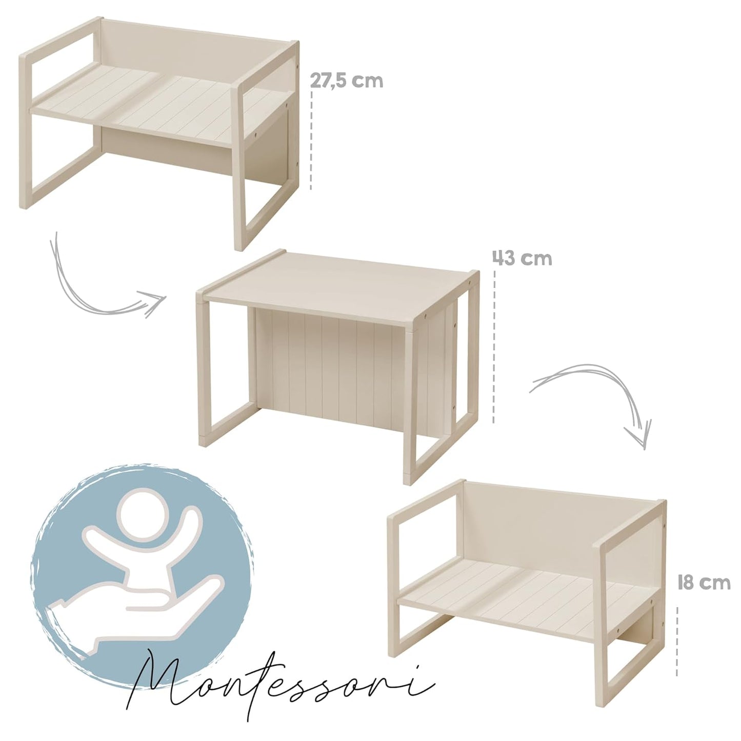 Sitzbank für Kinder im Landhausstil, Cashmere / Beige Sitzbank