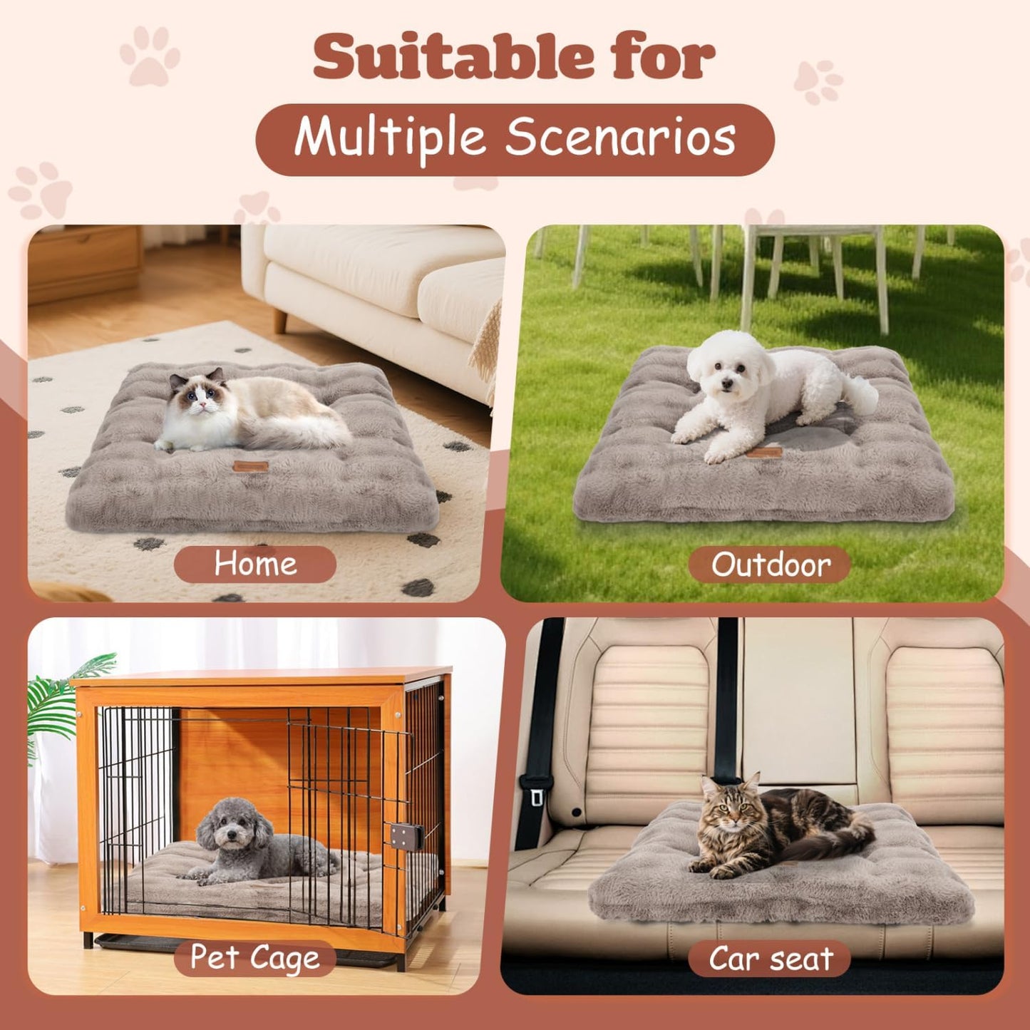 Flauschiges Katzenbett mit rutschfester Unterseite, waschbar, L50*W40cm