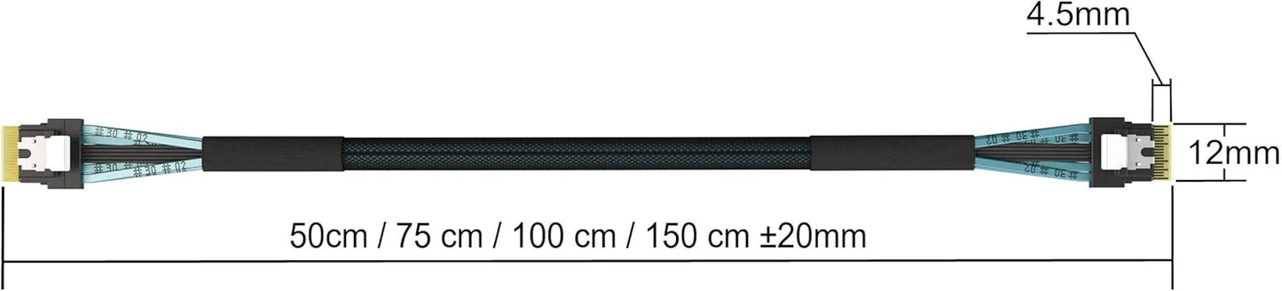 Slimline SAS3.0/PCIe3.0 Hochgeschwindigkeitskabel, SFF-8654 Slimline 4i for PCIE 85Ohm Net Jacket 150cm