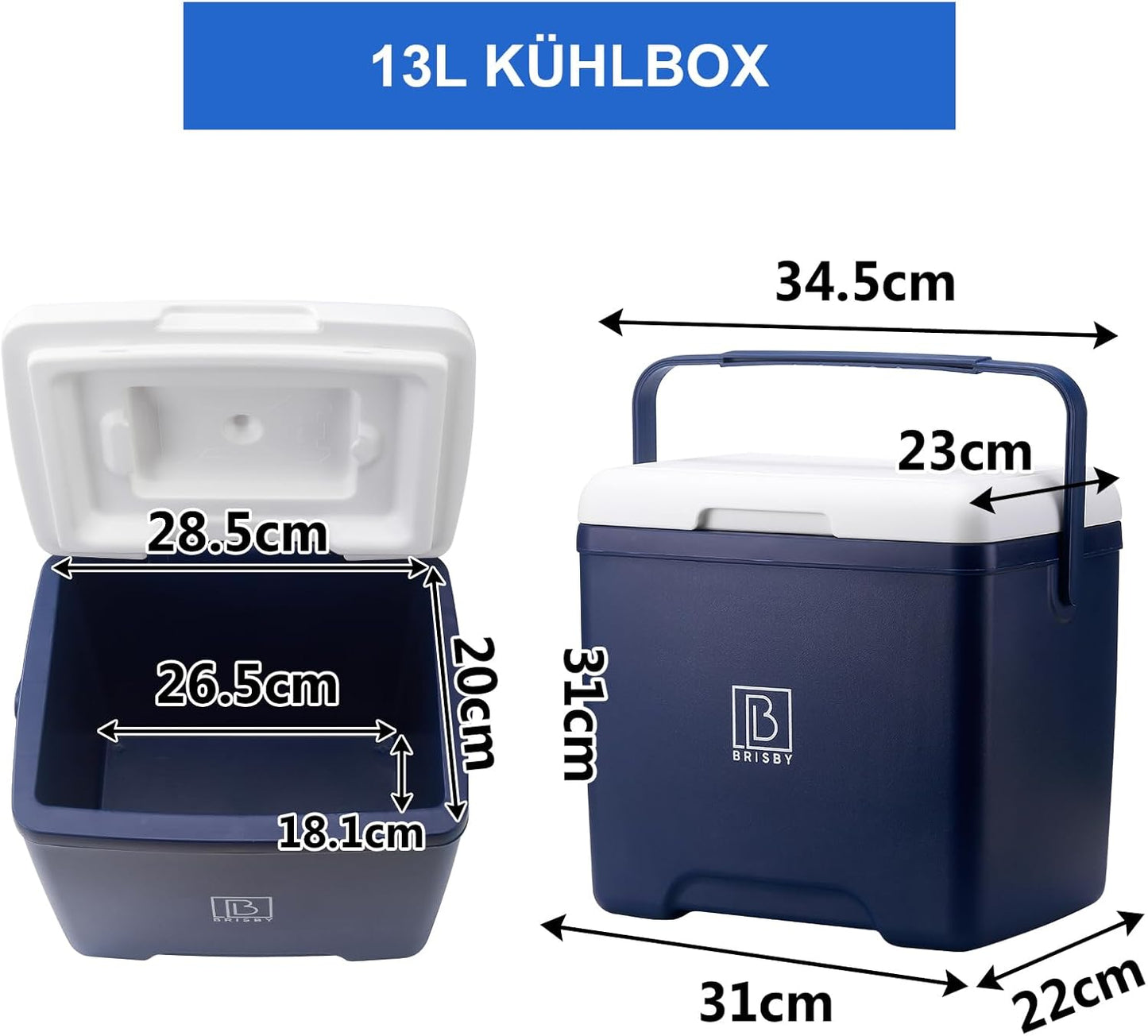 Kühlbox mit 2 Kühlelemente, 13 Liter - Blau