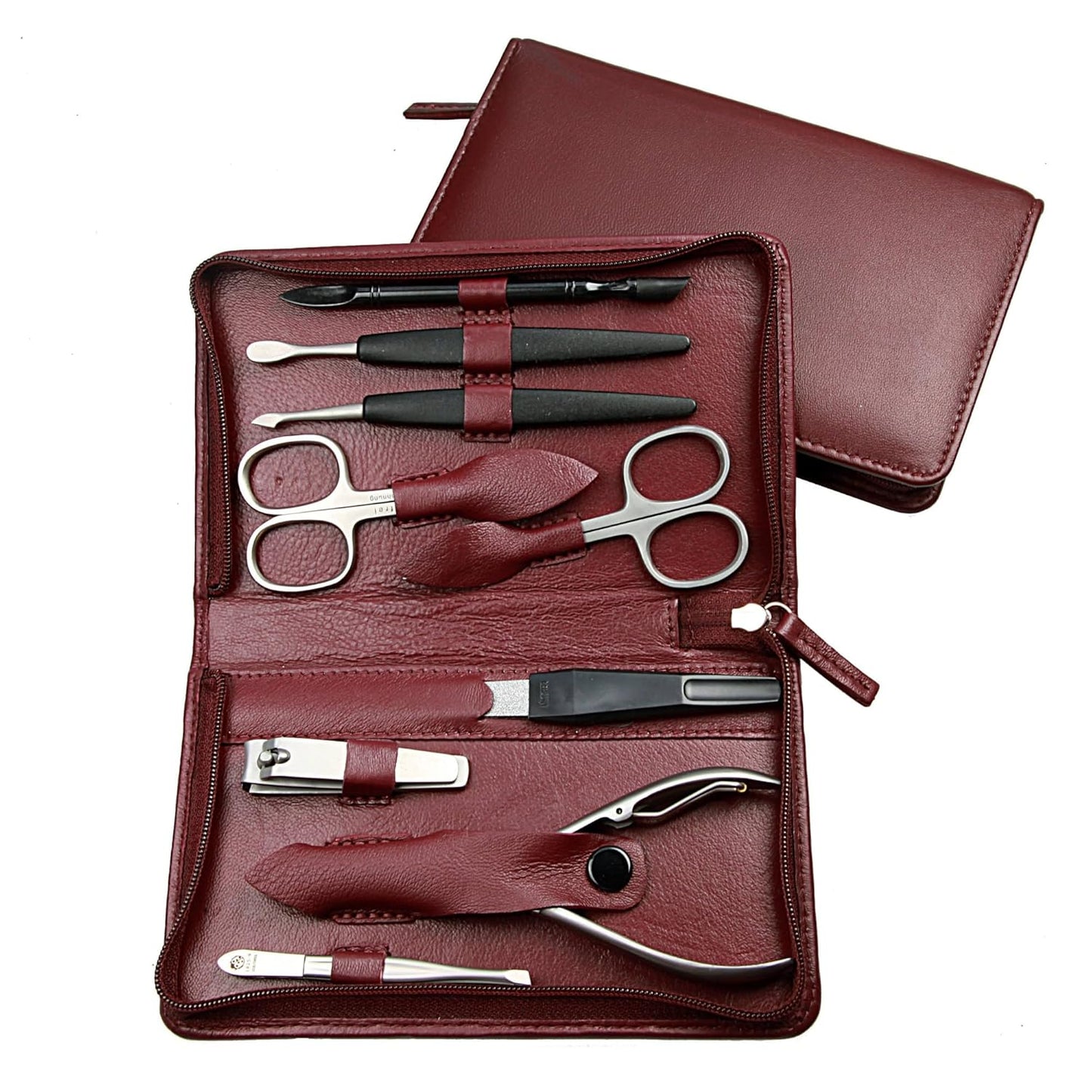 Maniküre-Etui mit 9-tlg. rostfreier Bestückung, bordeaux