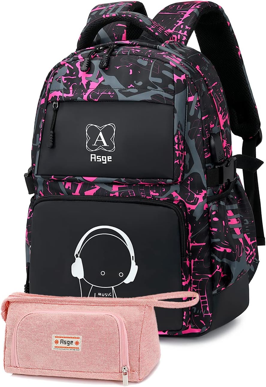 Rucksack für Teenager mit Reflektoren, Rosa