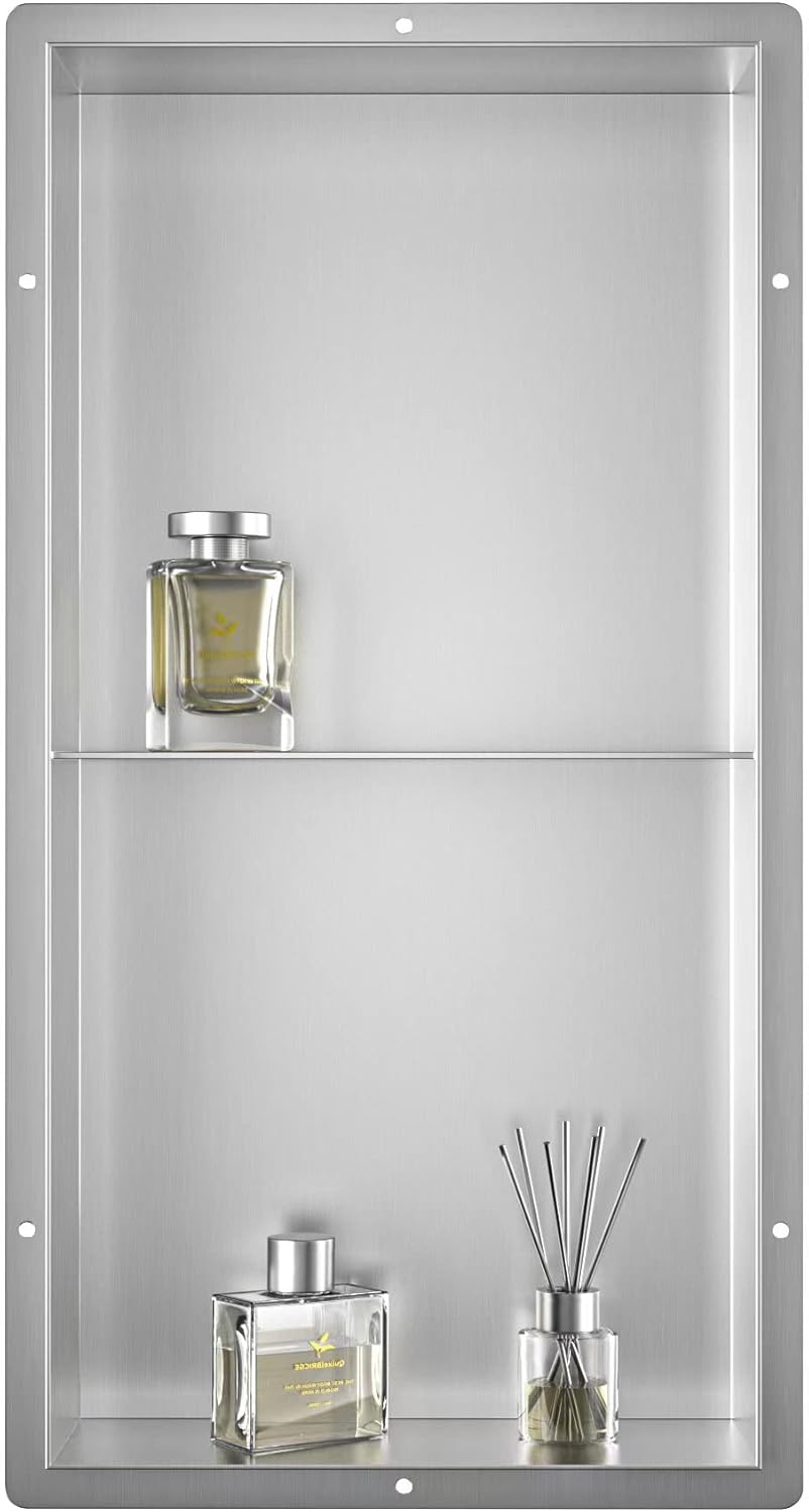 Duschnische mit Doppelregalen, Silber