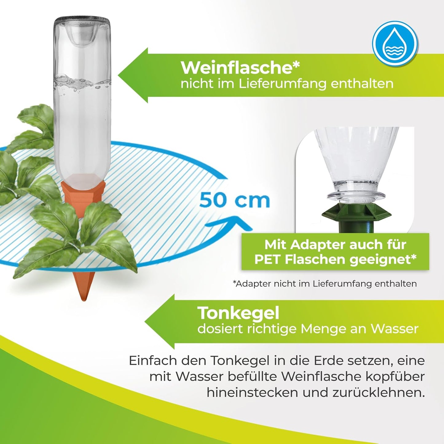 Bewässerungssystem Hydro Wine 12er-Set, 12x Tonkegel
