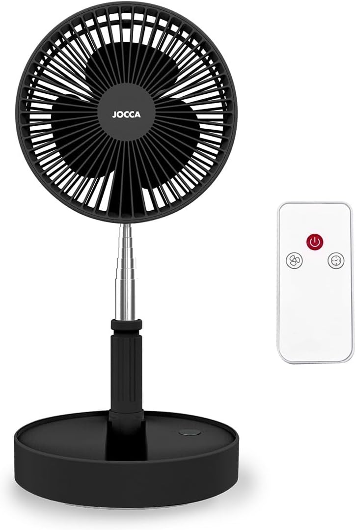 Akku-Standventilator mit Fernbedienung, Schwarz mit Fernbedienung