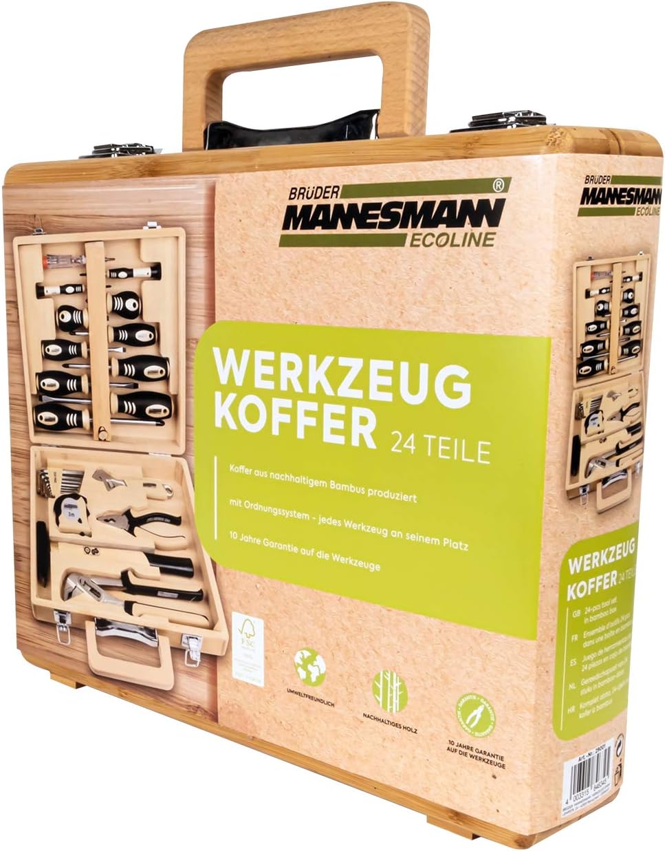 Werkzeugsatz im Bambuskoffer (24-teilig)