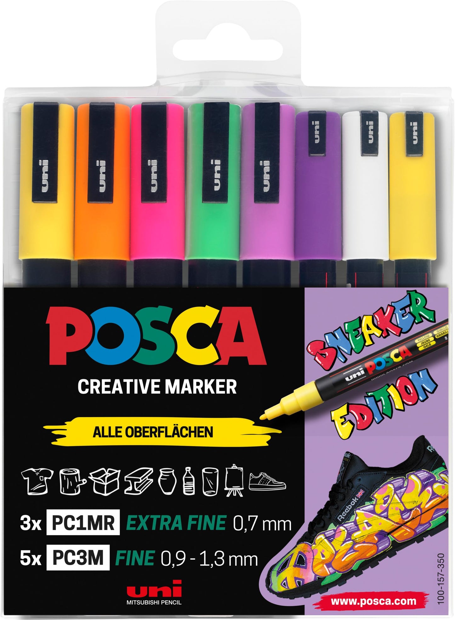 Marker-Set für Sneaker, 8er Set Sneaker schwarz