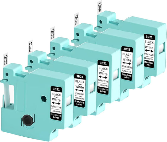 Etikettenbänder 3D21 für Dymo D1, 5er-Pack