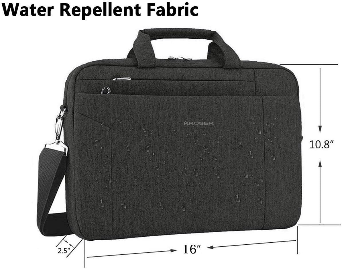 Wasserabweisende Laptop-Schultertasche für 15,6 Zoll, Schwarz 15,6 Zoll