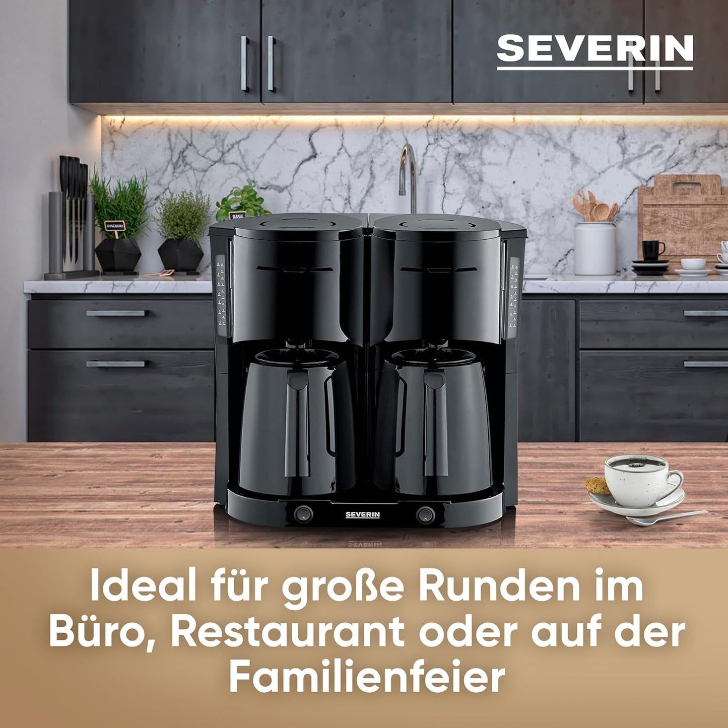 KA 9315 Duo-Filterkaffeemaschine, schwarz, DUO (2 Thermokannen, 16 Tassen)
