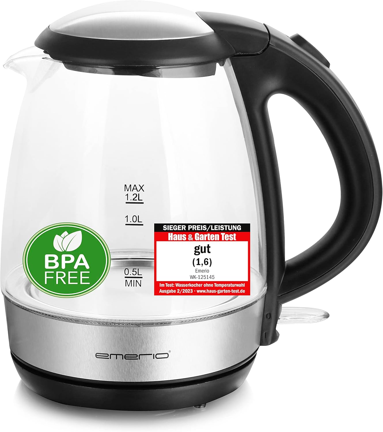WK-125145 - Wasserkocher aus Glas, 1.2 Liter|Single