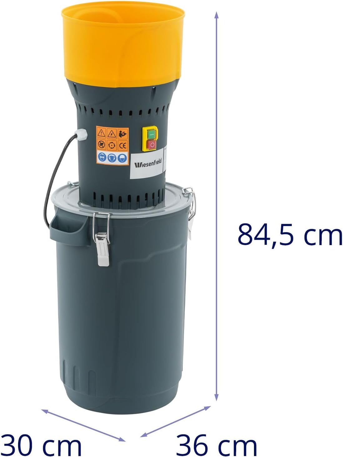 Elektrische Getreidemühle mit 5 Sieben und Auffangbehälter