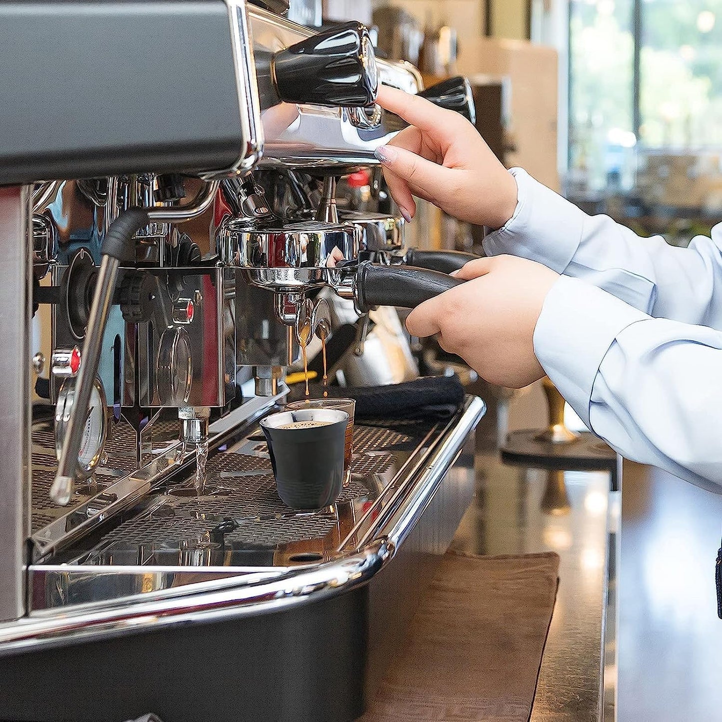 2er-Set Doppelwandige Espressotassen, 150 ml Gunmetal