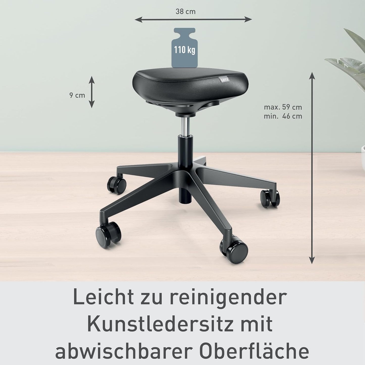Ergonomischer Sitzhocker Ergo, Schwarz Sitzhocker mit Rollen
