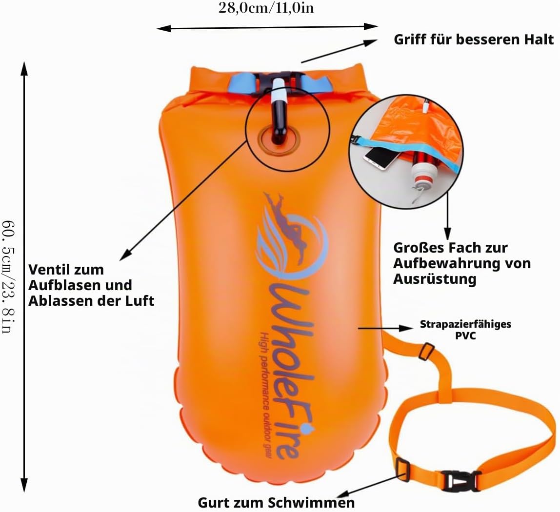 Aufblasbare Schwimmboje, Orange