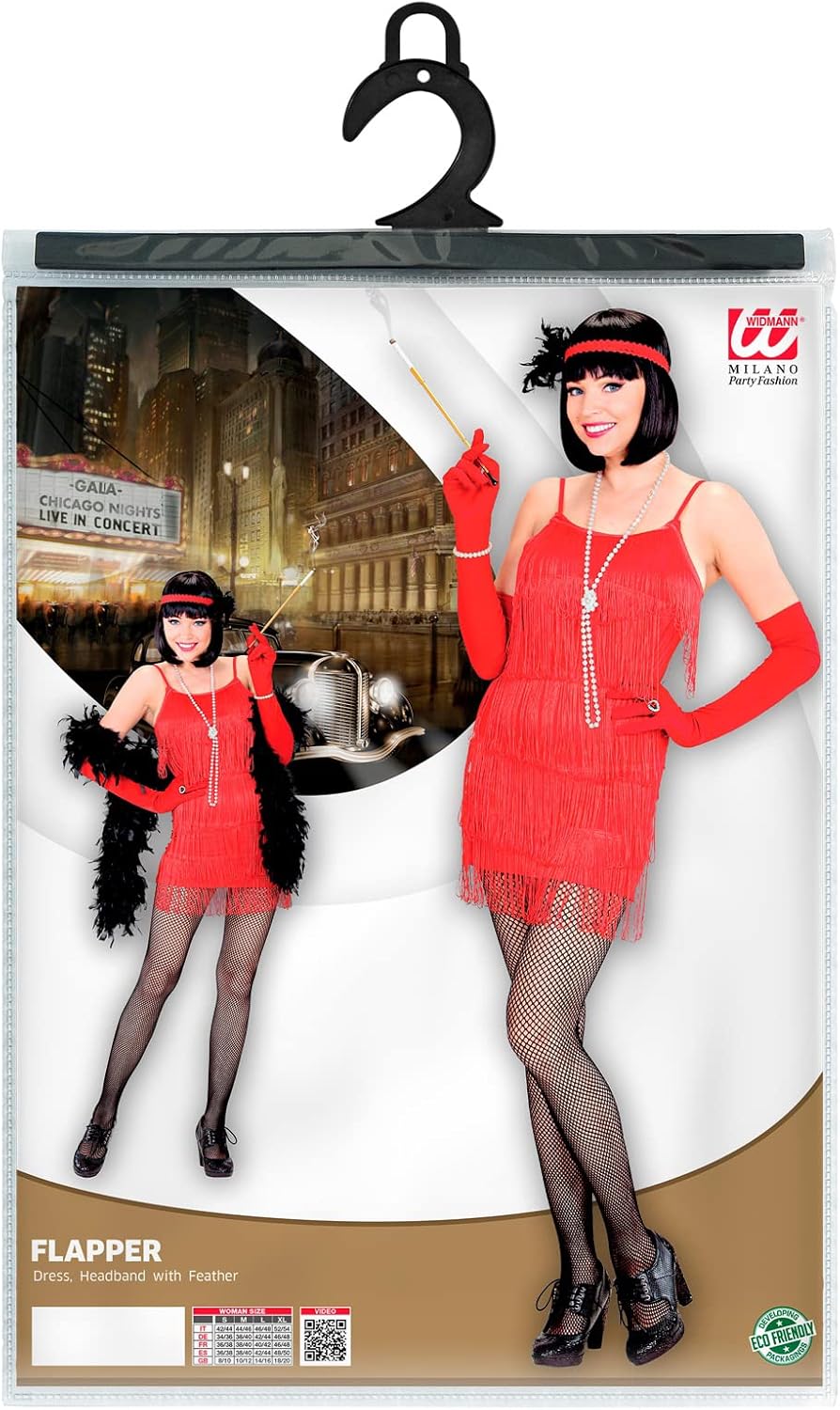 Faschingskostüm 20er Jahre, Fransenkleid mit Stirnband, Rot