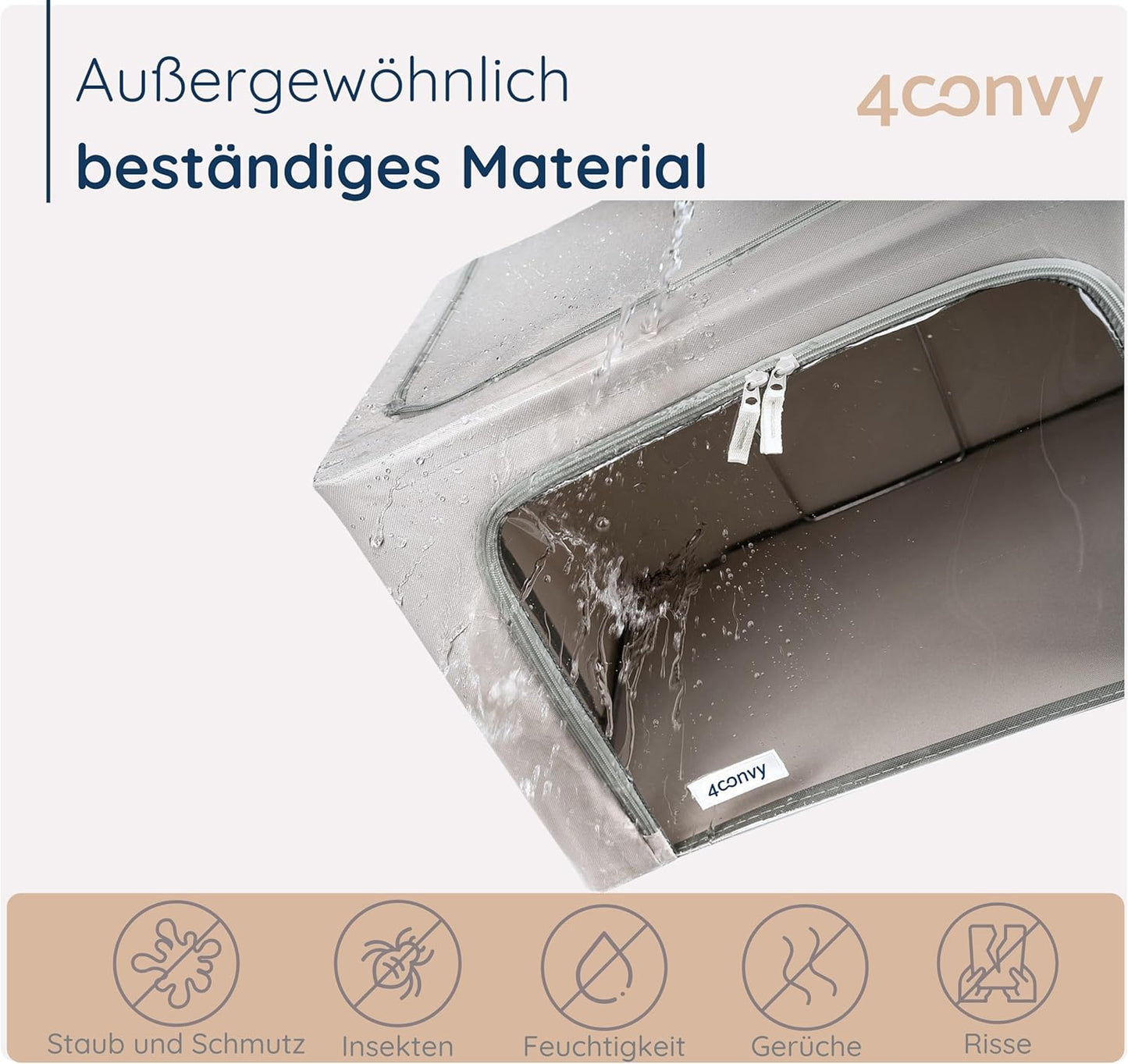 Faltbare Aufbewahrungstaschen mit Reissverschluss, 2x66L, Grau 2x66L