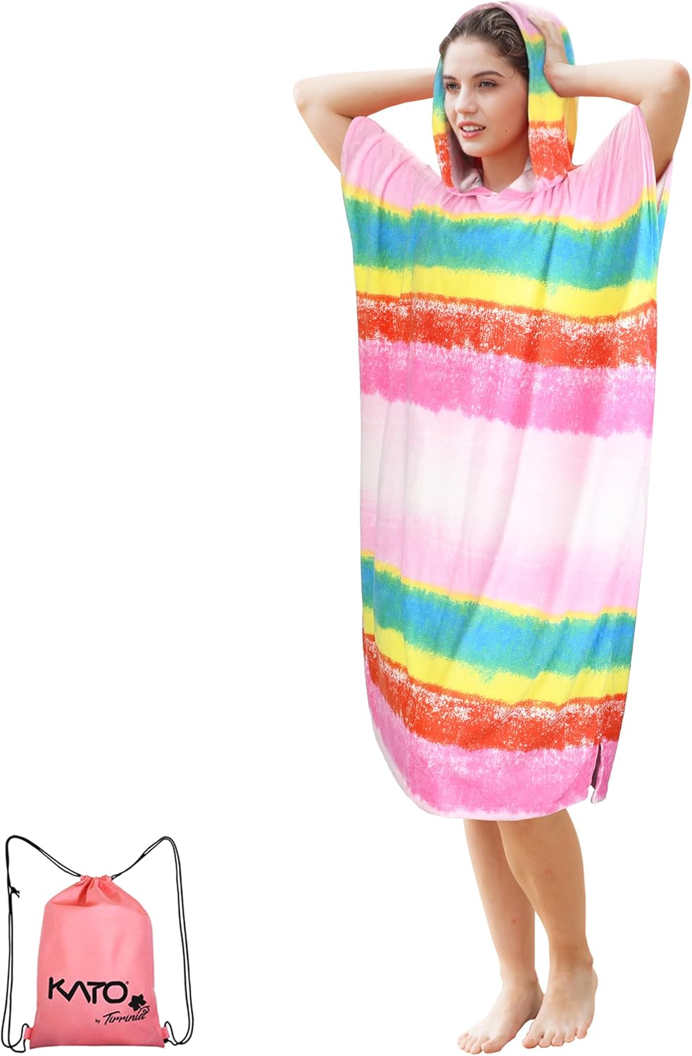Surf Poncho mit Tragetasche, Regenbogen