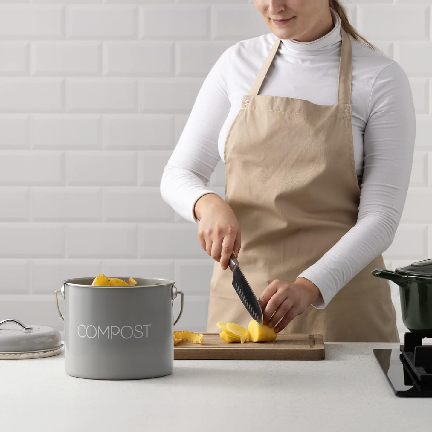 Komposteimer mit Kohlefilter, 3L Grau