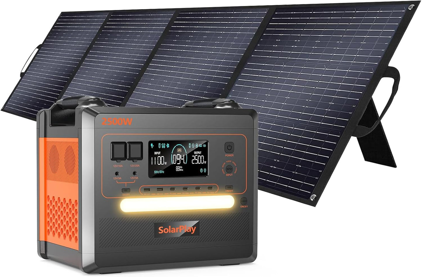 Tragbare Powerstation mit Solarpanel, 2500w+200w