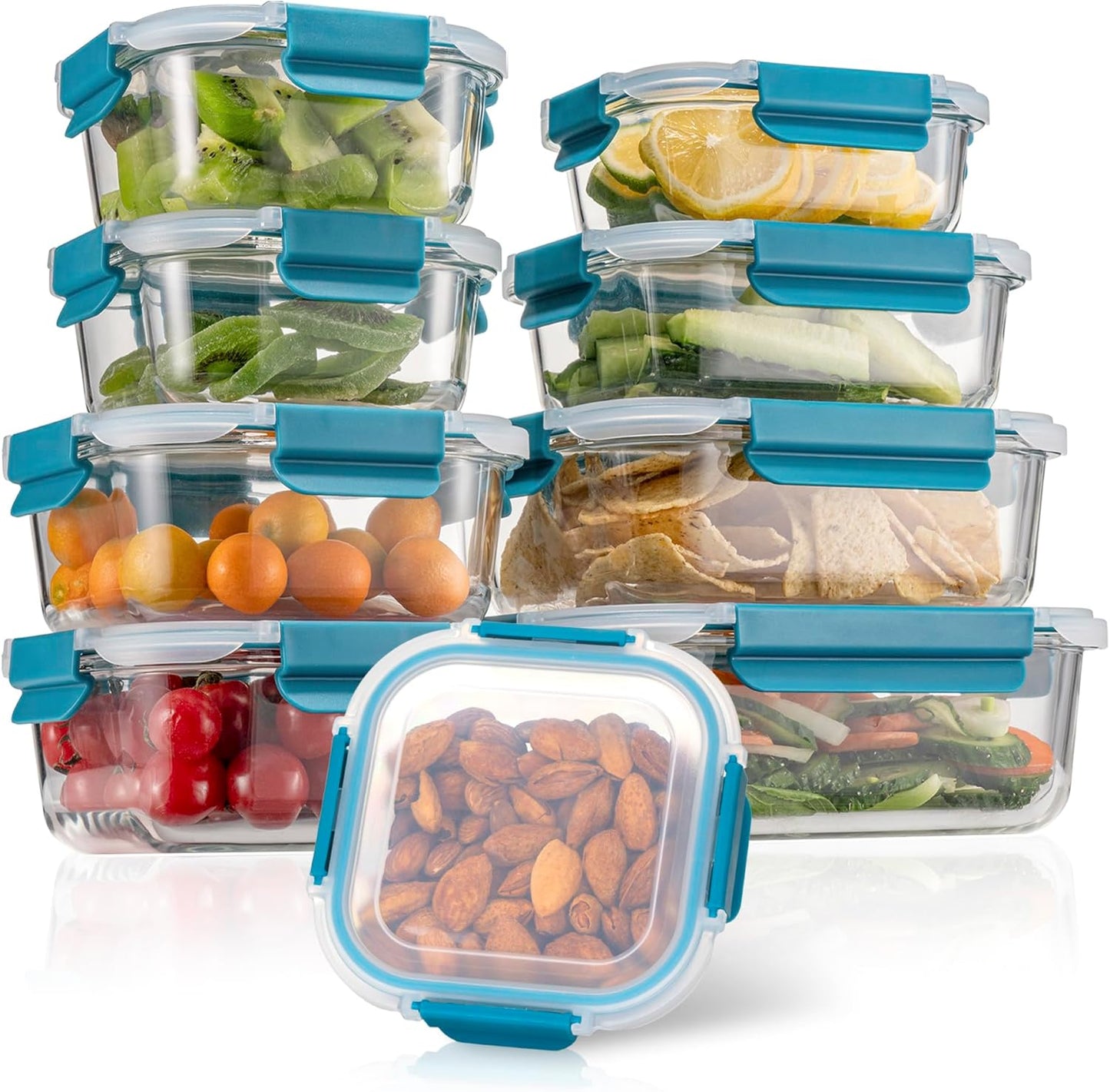 9-teilige Frischhaltedosen-Set, Türkis